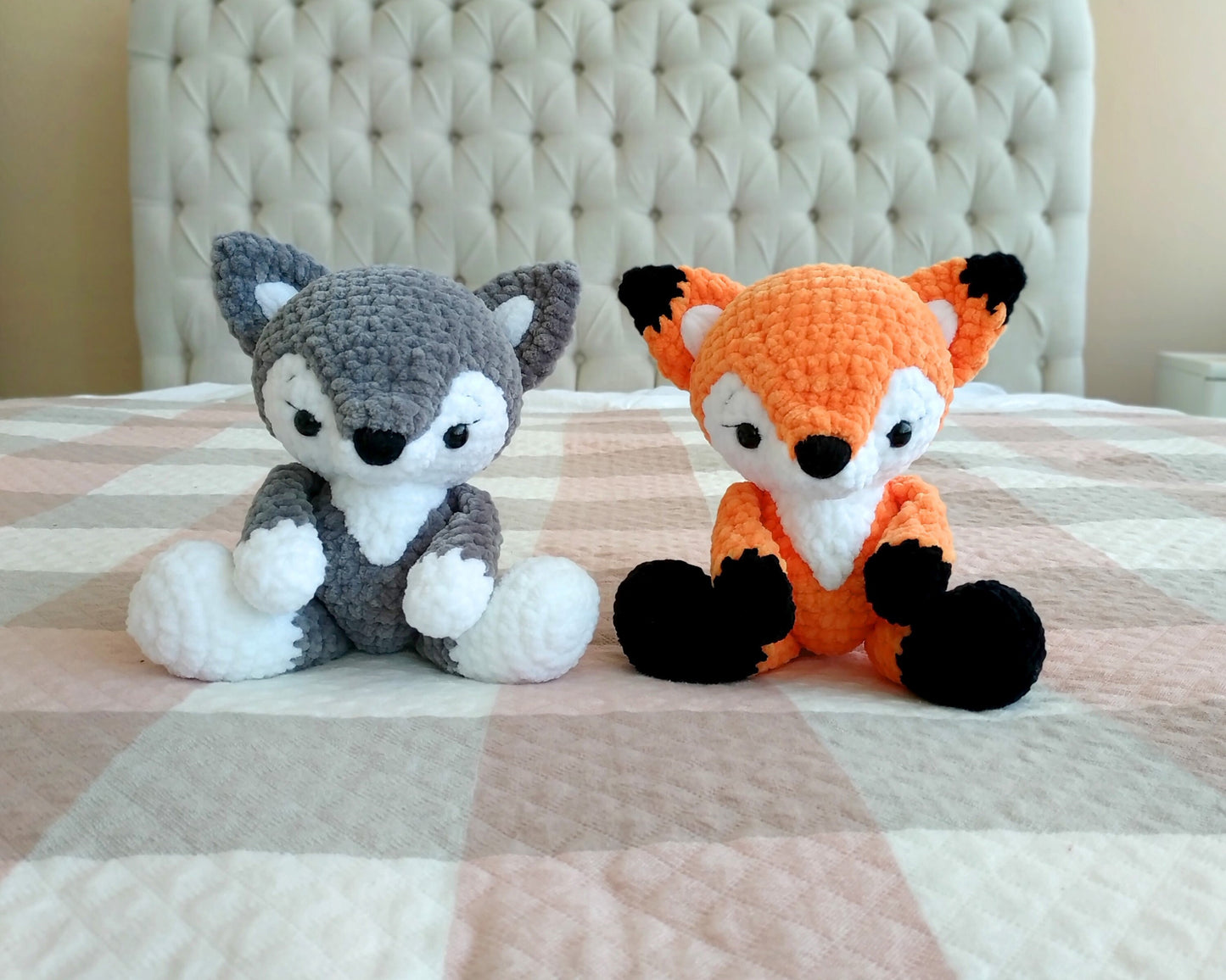 Wolf & Fox CROCHET PATTERNS, Amigurumi Woodland Animals PDF, Cute Plushies, Stuffed Baby Toy Tutorial, Chunky Plush Yarn Nursery Decor