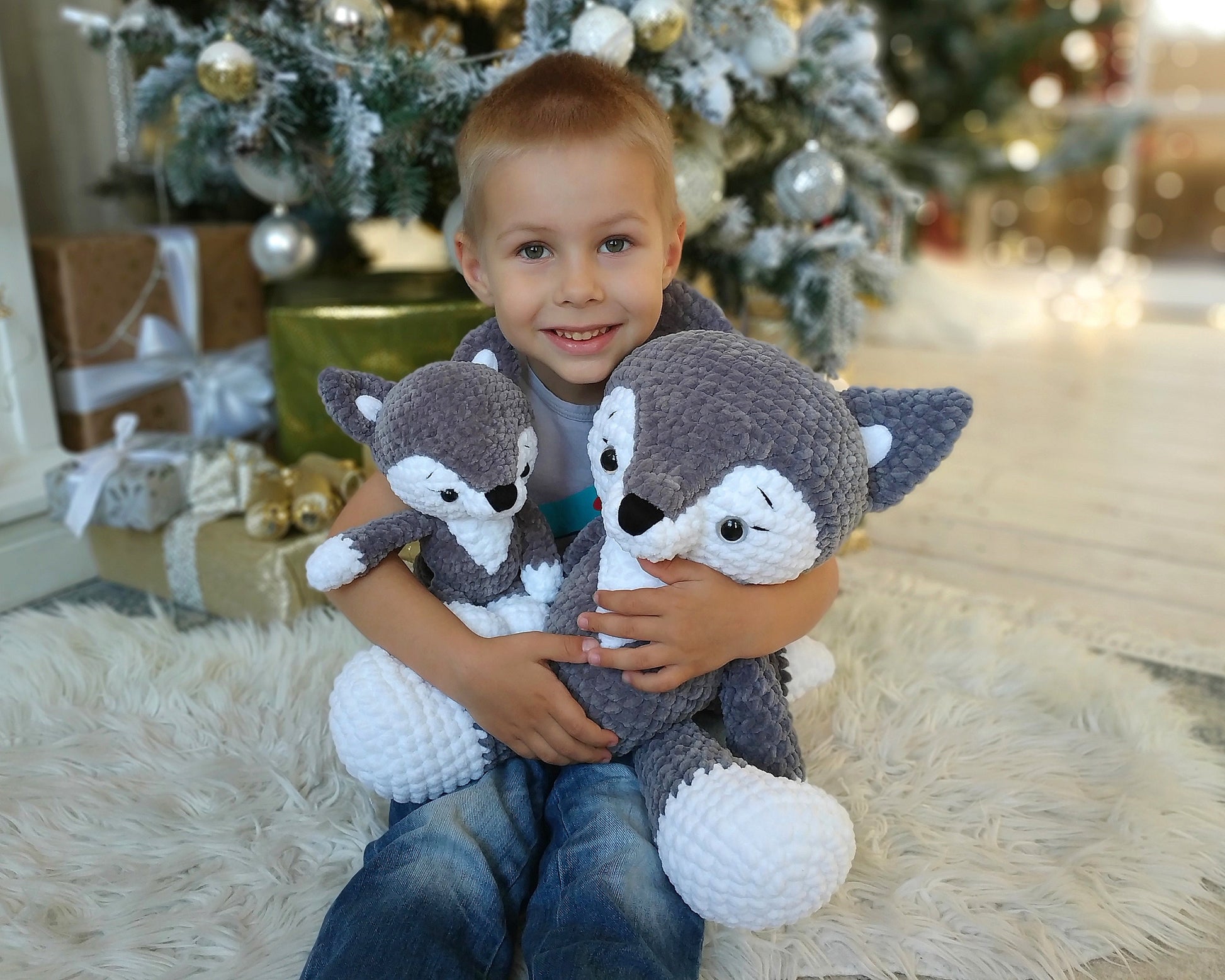 Wolf CROCHET PATTERNS, 2in1 Amigurumi Plushies, Mom and Baby Set, Large Chunky Toys, Giant Cuddly  Woodland Animals, Mothers Day Gift Idea