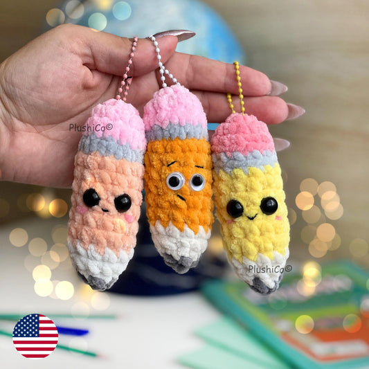 Pencil Crochet Pattern Keychain - No Sew