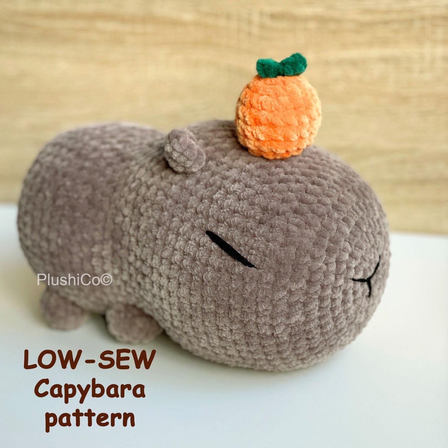 Capybara Crochet Pattern, 2 sizes - LOW/NO SEW
