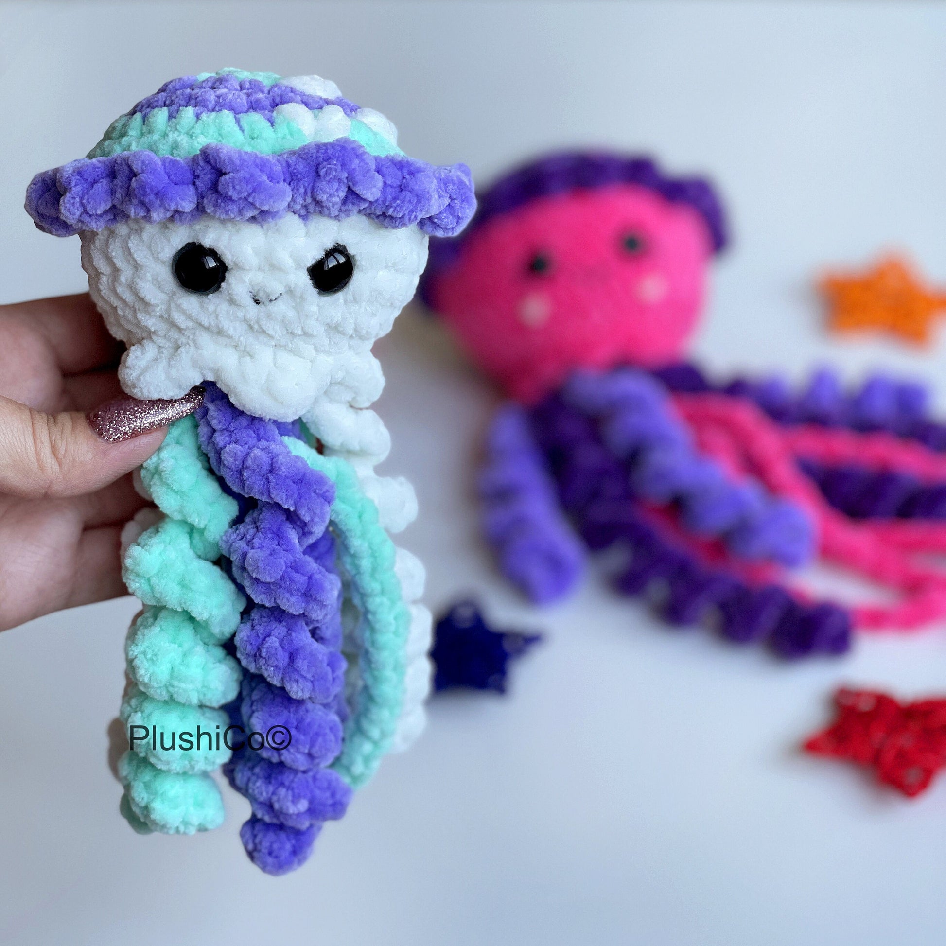 Jellyfish No SEW CROCHET 2in1 PATTERNS, Amigurumi Mom & Baby Toys, Crochet Under the sea Animals, Cute Plushie, Easy Pdf Beginner Tutorial