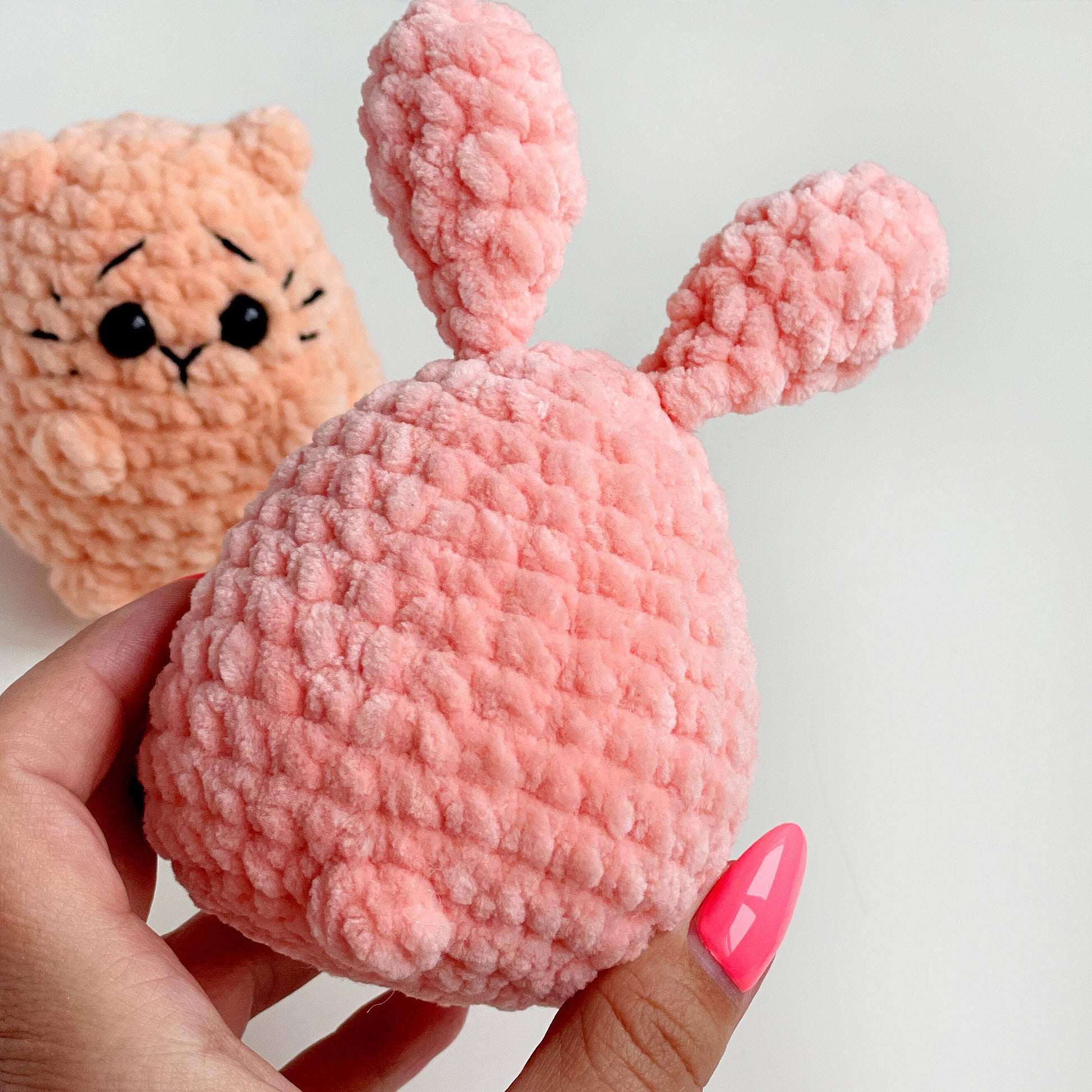 Bunny & Cat CROCHET PATTERN Bundle, No Sew Tiny Amigurumi Kitty Rabbit plushies, Cute Animals, Easy PDF Beginner Tutorial, Easter Baby Toys