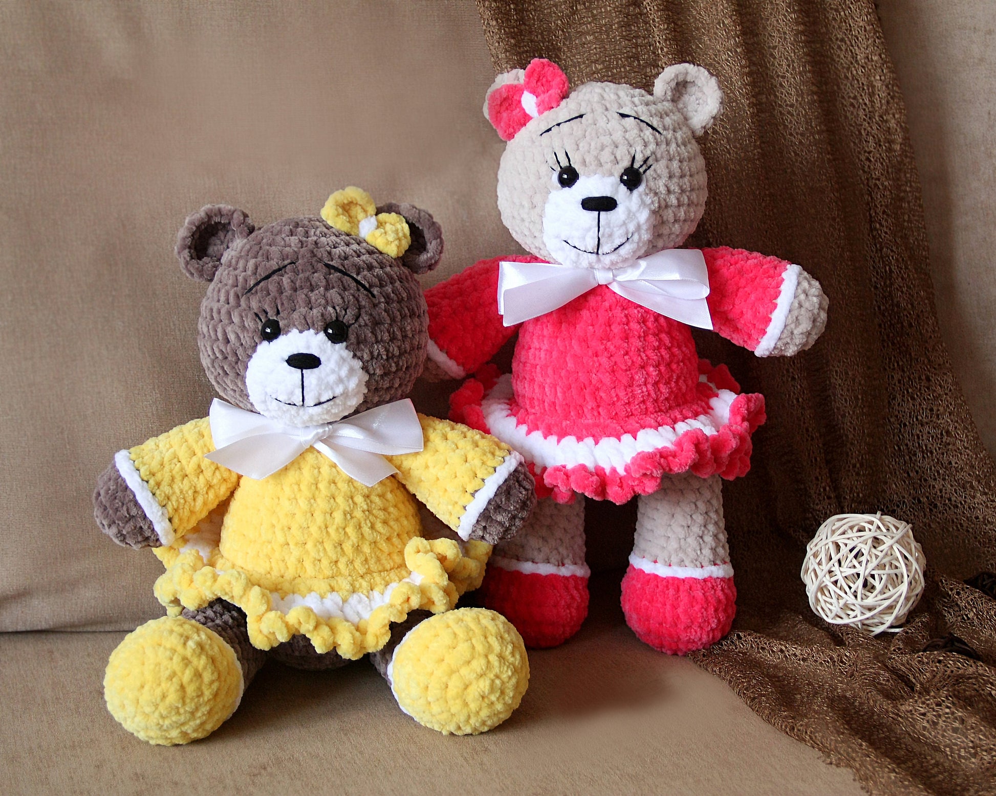Crochet Bear PATTERN, Amigurumi Animals Plushie, Cute Baby Girl Toy