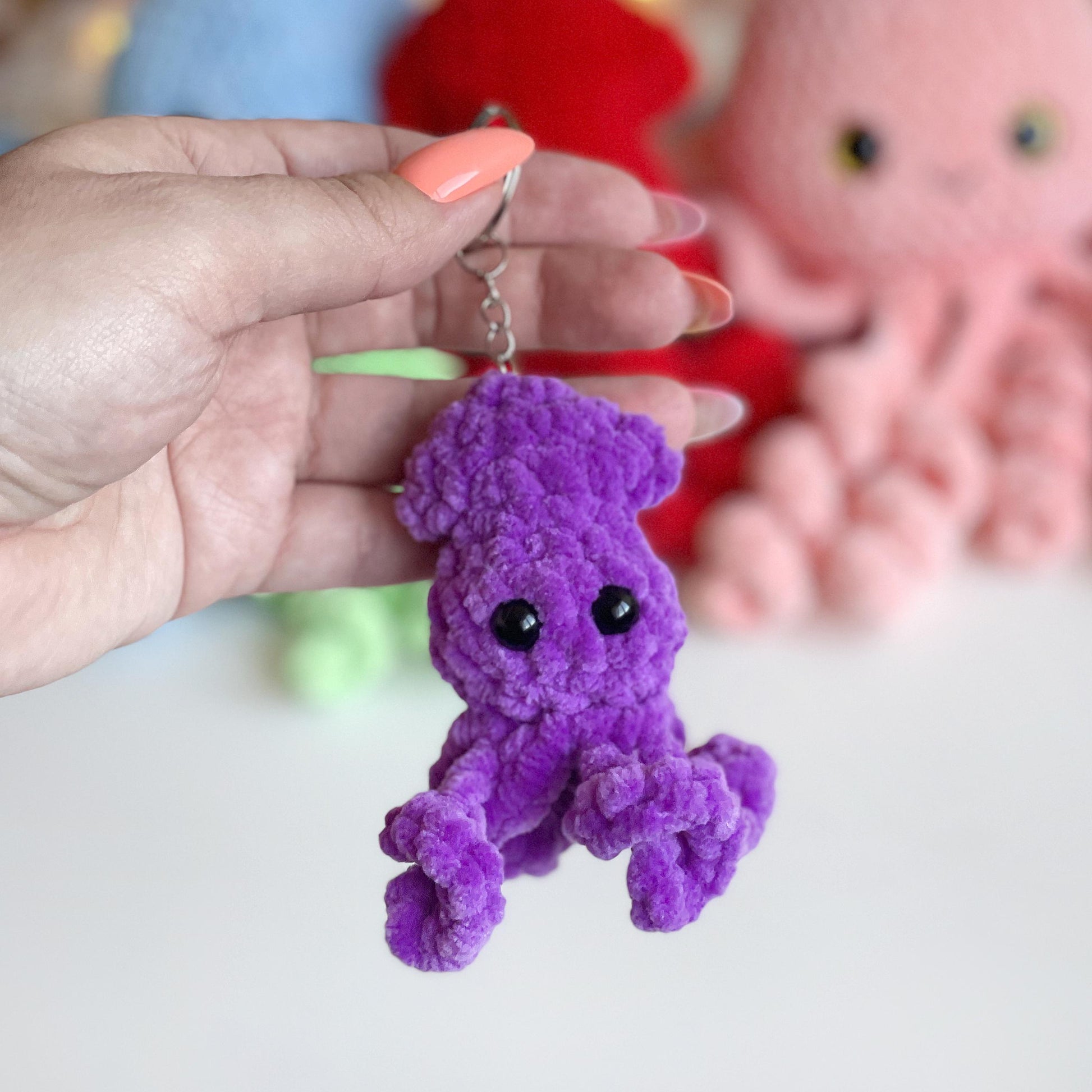 Squid CROCHET PATTERN 4 Styles: Mom, Dad, Keychain & Baby Squid, No Sew Amigurumi plushies, Cute Stuffed Animal, Easy Beginner Tutorial PDF