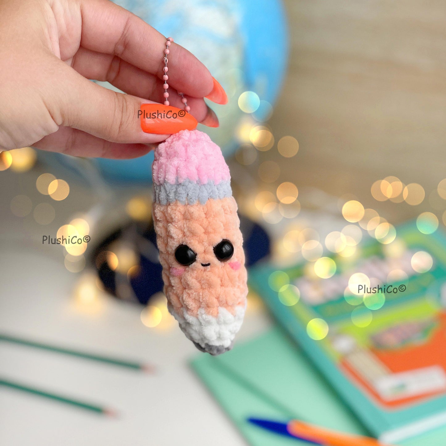 Pencil Crochet Pattern Keychain - No Sew