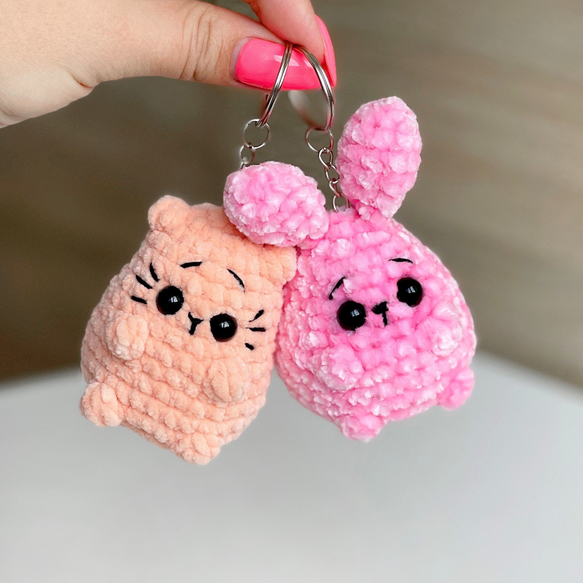 Bunny & Cat CROCHET PATTERN Bundle, No Sew Tiny Amigurumi Kitty Rabbit plushies, Cute Animals, Easy PDF Beginner Tutorial, Easter Baby Toys