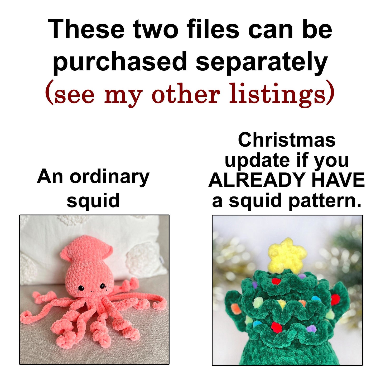 Christmas Tree Squid CROCHET PATTERN - Low Sew