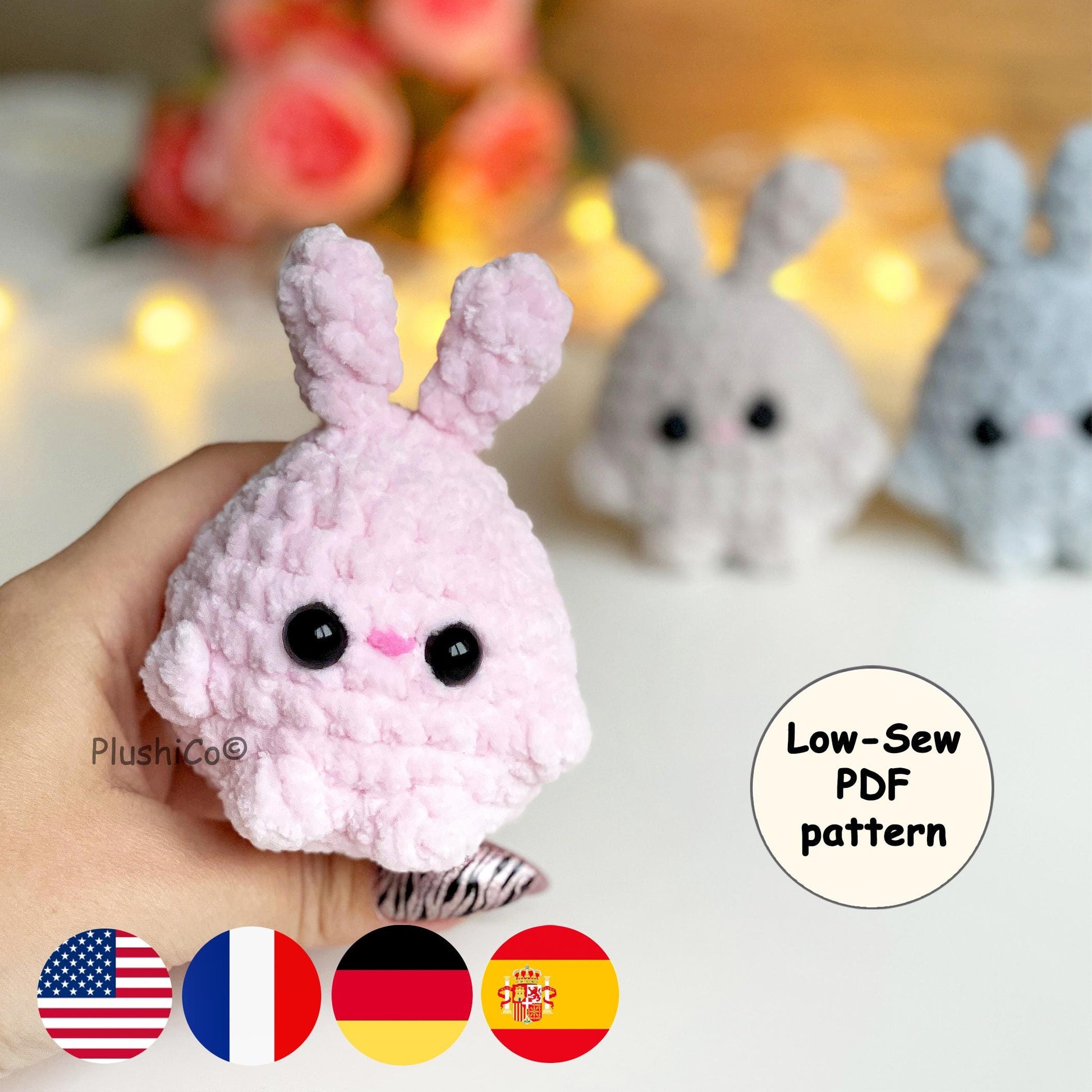 Bunny CROCHET PATTERN, Tiny Easter Rabbit, Cute Amigurumi Plushie, Easter Basket Stuff Toy, Easy PDF Tutorial for Beginners, Plush Rabbit