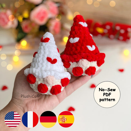 Valentines Gnome Crochet Pattern No Sew