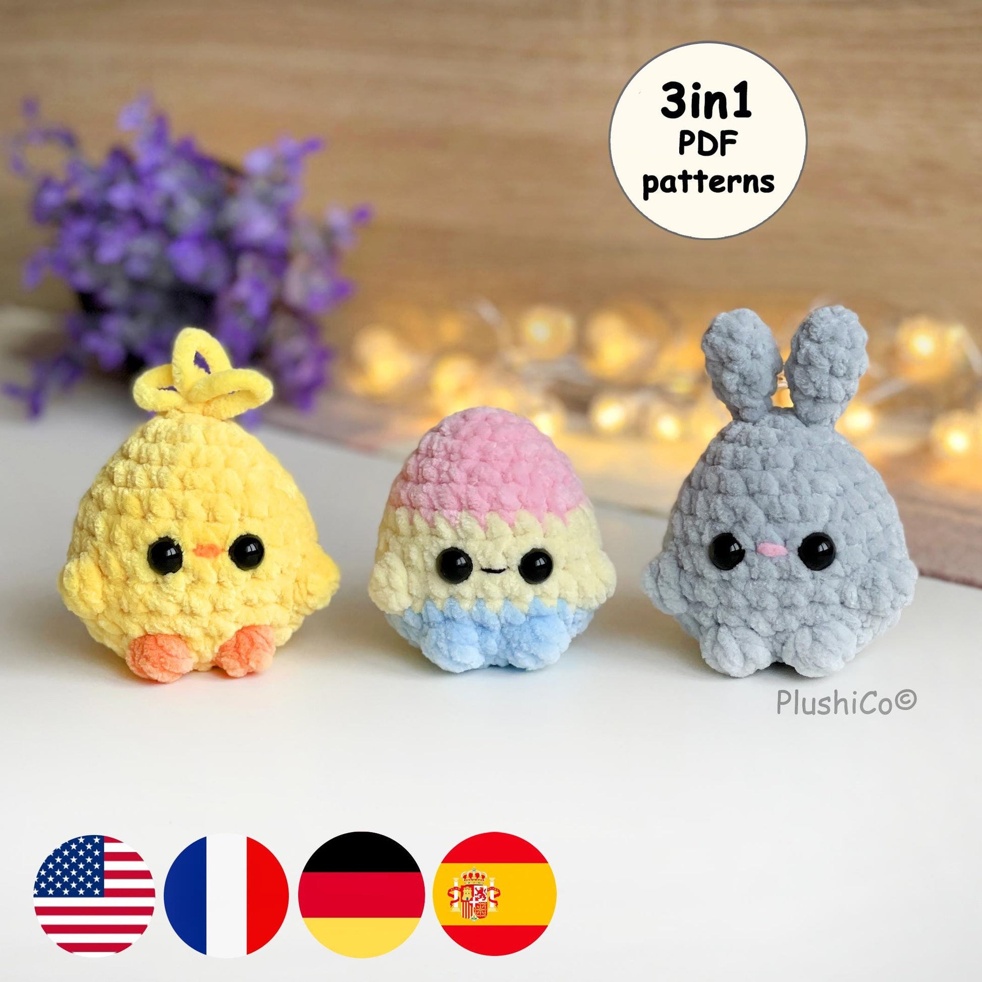 Easter Crochet PATTERN Bundle: Bunny, Chick, Reusable Easter Eggs, Spring Tiny Amigurumi Plushies, Pocket Buddies, Easter Basket Baby Gifts