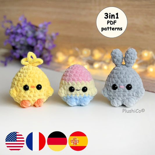 Easter Crochet Pattern Bundle: Bunny, Chick, Egg
