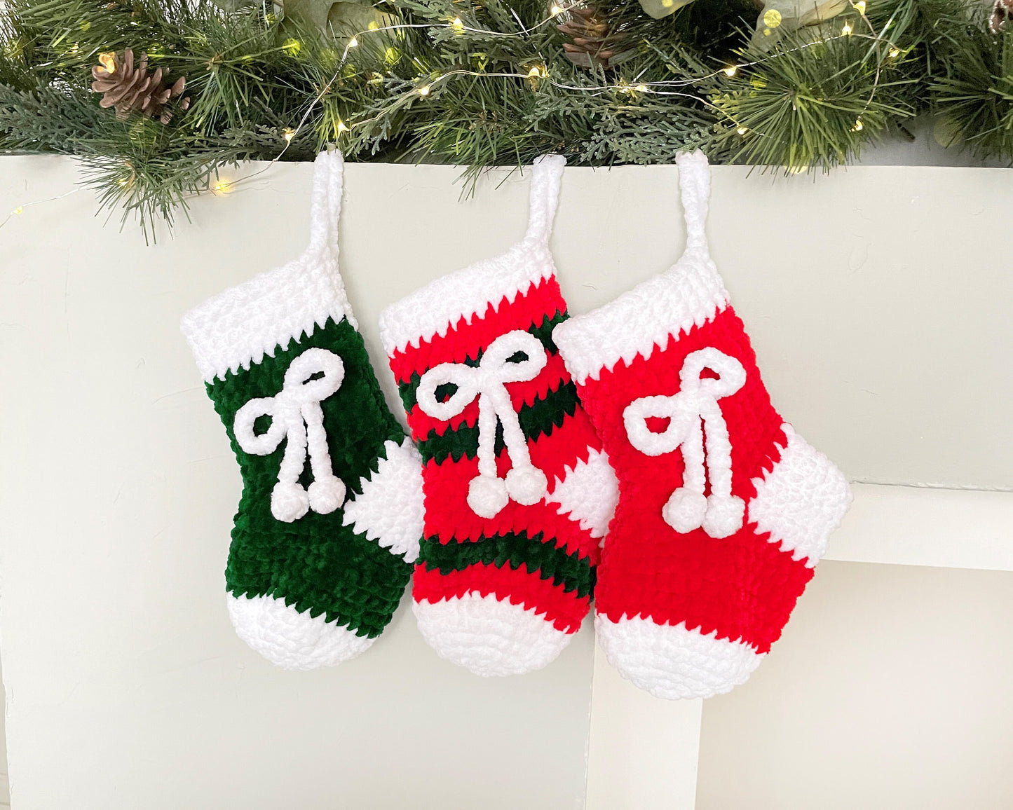 Bear, Bunny, Cat in Christmas Stockings