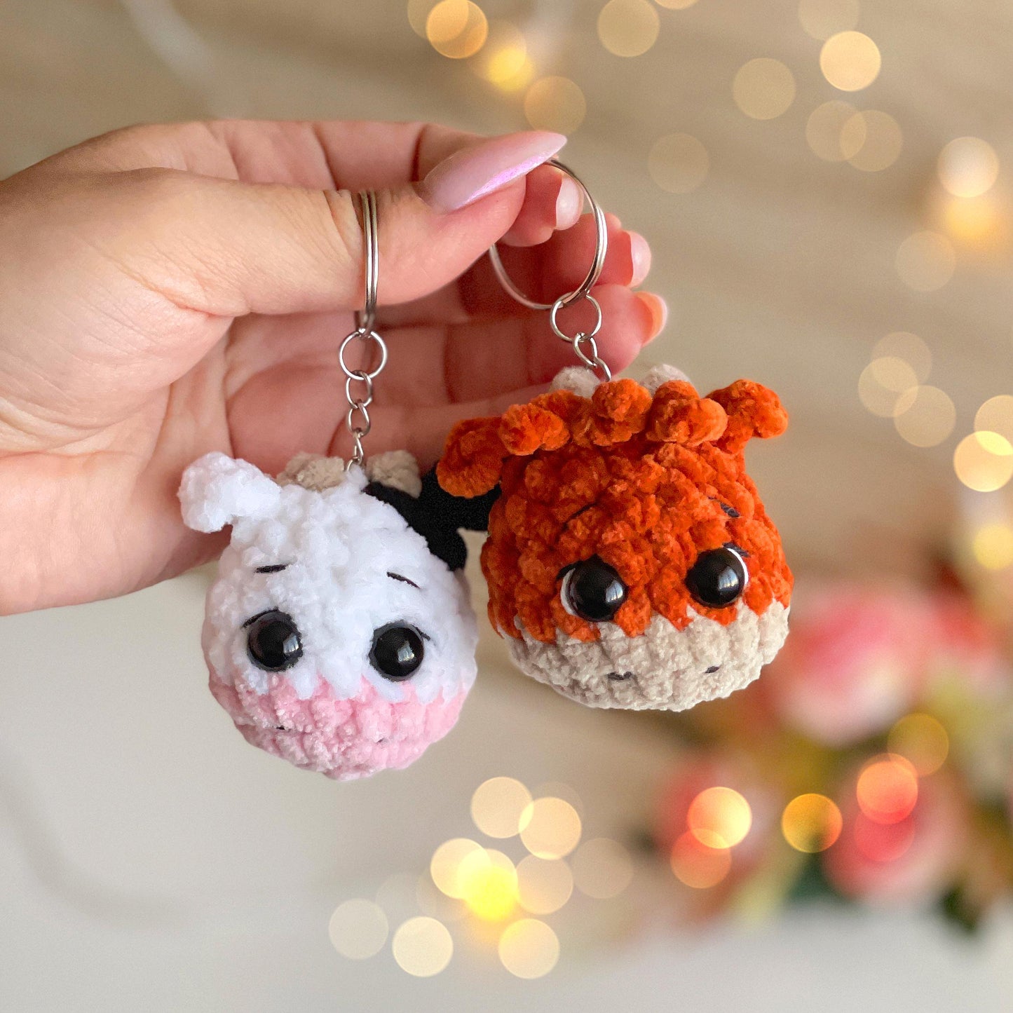 Cow Keychain Crochet Pattern, No Sew