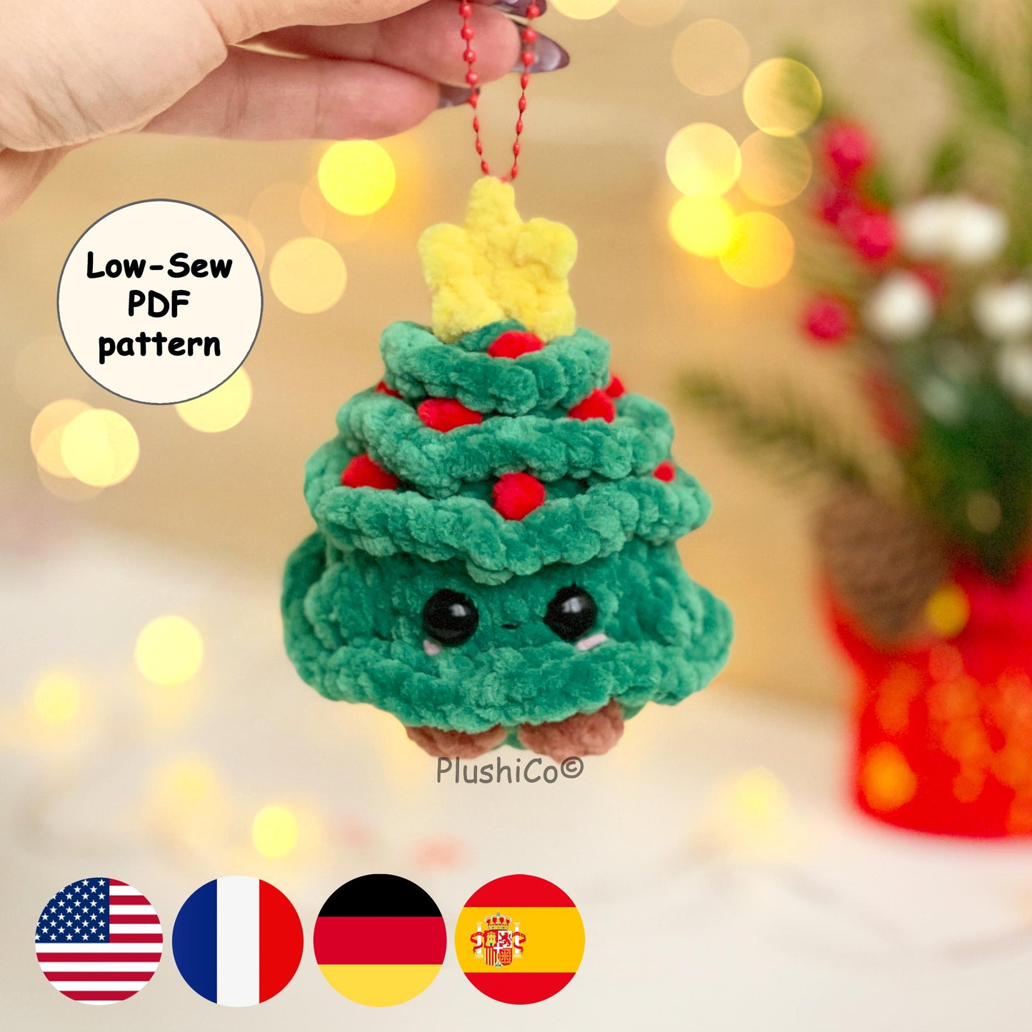 Christmas Tree Keychain Crochet Pattern - Low Sew