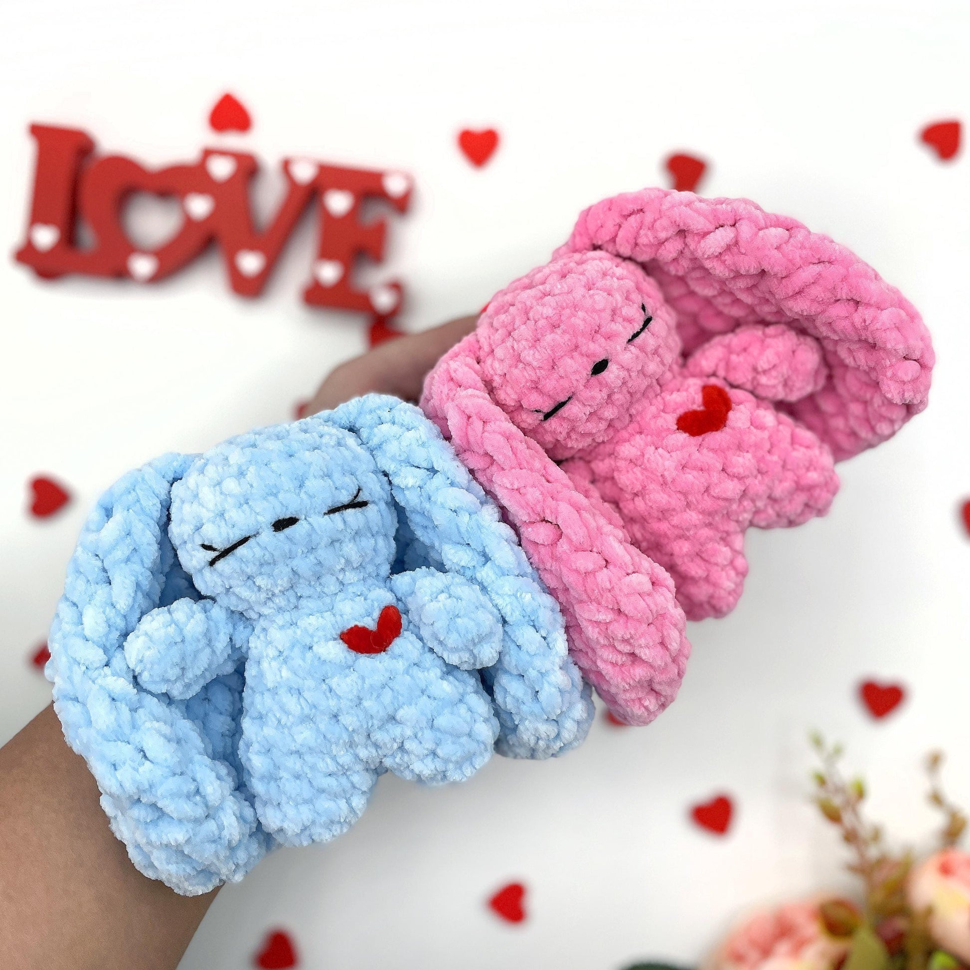 Bunny CROCHET PATTERN, Easter Rabbit, No Sew Amigurumi Plushies, Cute Toy with Floppy Huge Ears, Easy PDF Tutorial, Cuddle Rabbit with heart