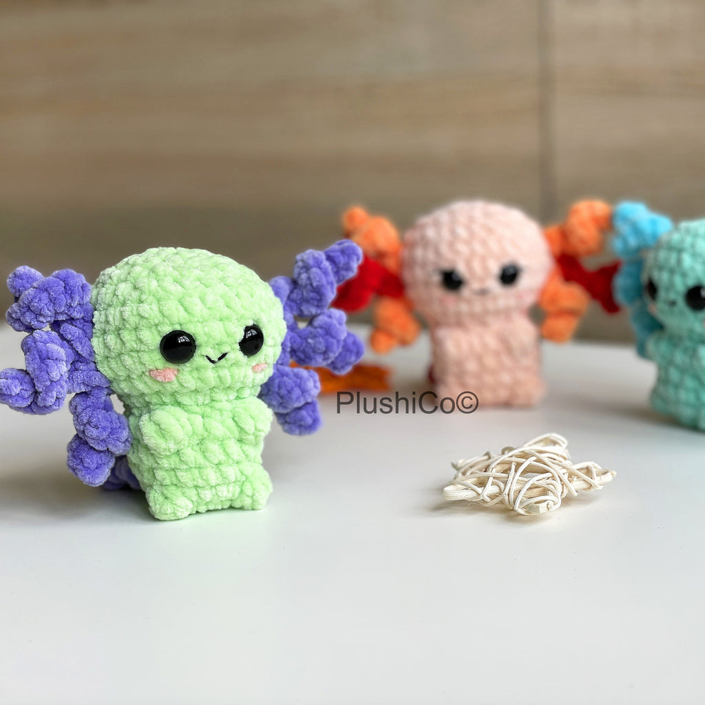 Axolotl No Sew CROCHET PATTERN, Easy Amigurumi PDF Beginner Tutorial, Kawaii Baby Dragon Plushie, Cute Stuffed Animal Plush Toy