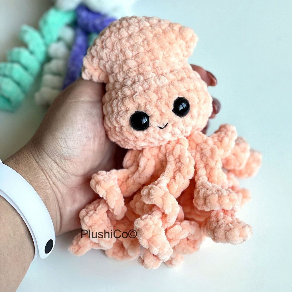 Baby Squid & Jellyfish No Sew CROCHET PATTERNS, Amigurumi Octopus plushie, Kawaii Crochet Animal Plush Toys, Easy Beginner PDF Tutorial