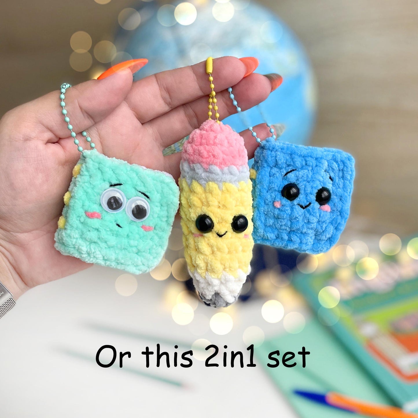 Pencil Crochet Pattern Keychain - No Sew