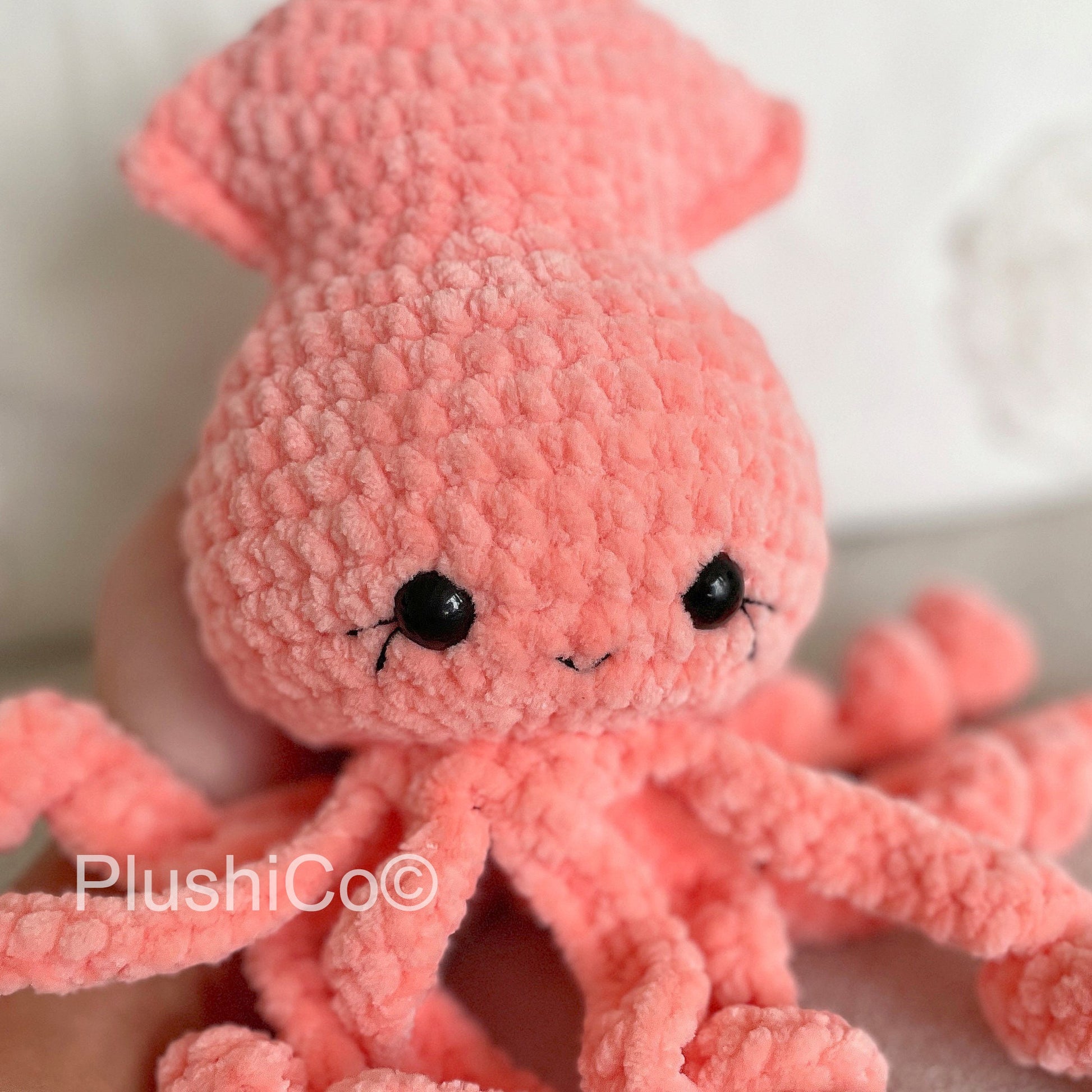 Squid CROCHET PATTERN, No SEW Amigurumi Octopus, plush Kawaii Animals, Plushie Baby Toy, Easy Pdf Tutorial for Beginners