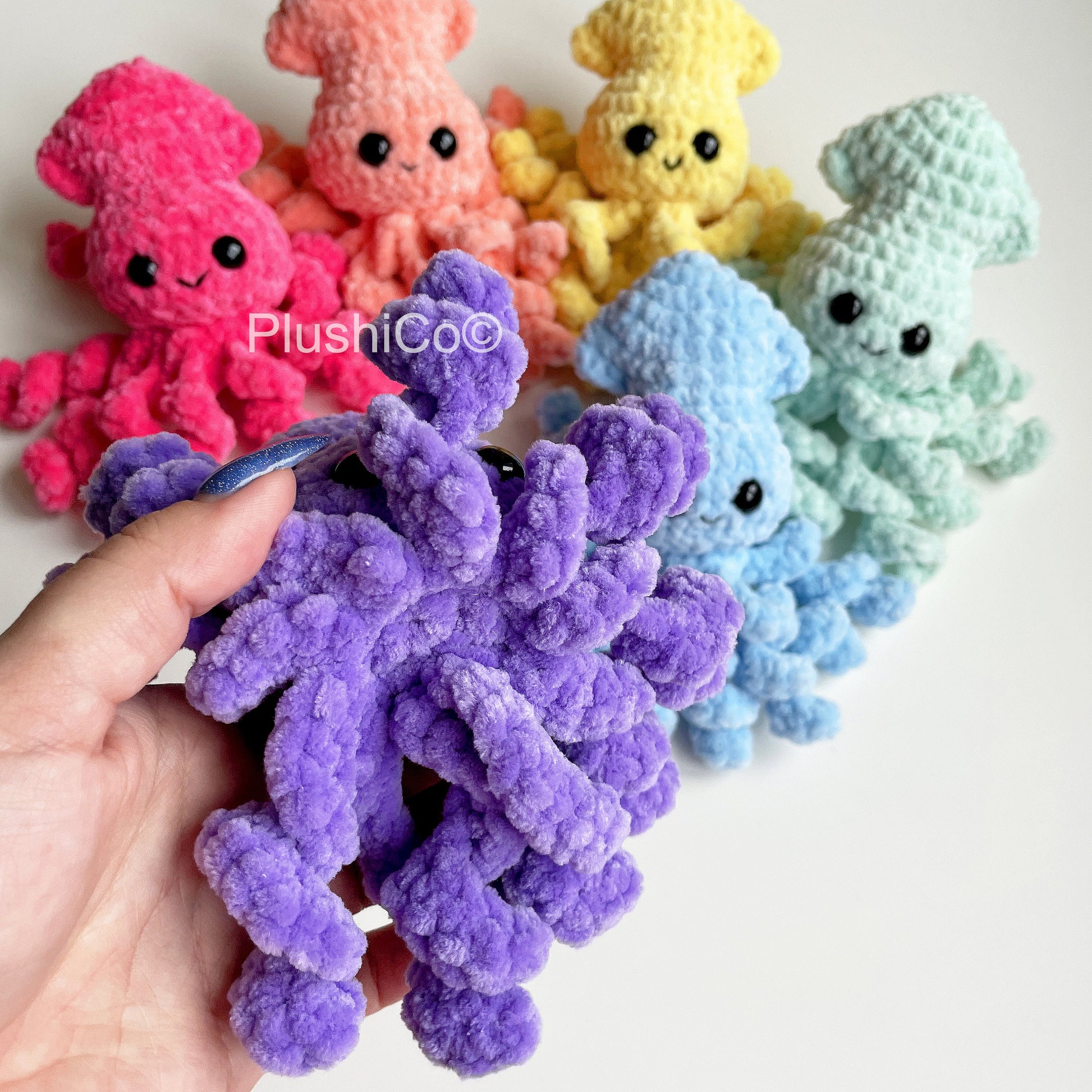 Baby Squid & Jellyfish No Sew CROCHET PATTERNS, Amigurumi Octopus plushie, Kawaii Crochet Animal Plush Toys, Easy Beginner PDF Tutorial