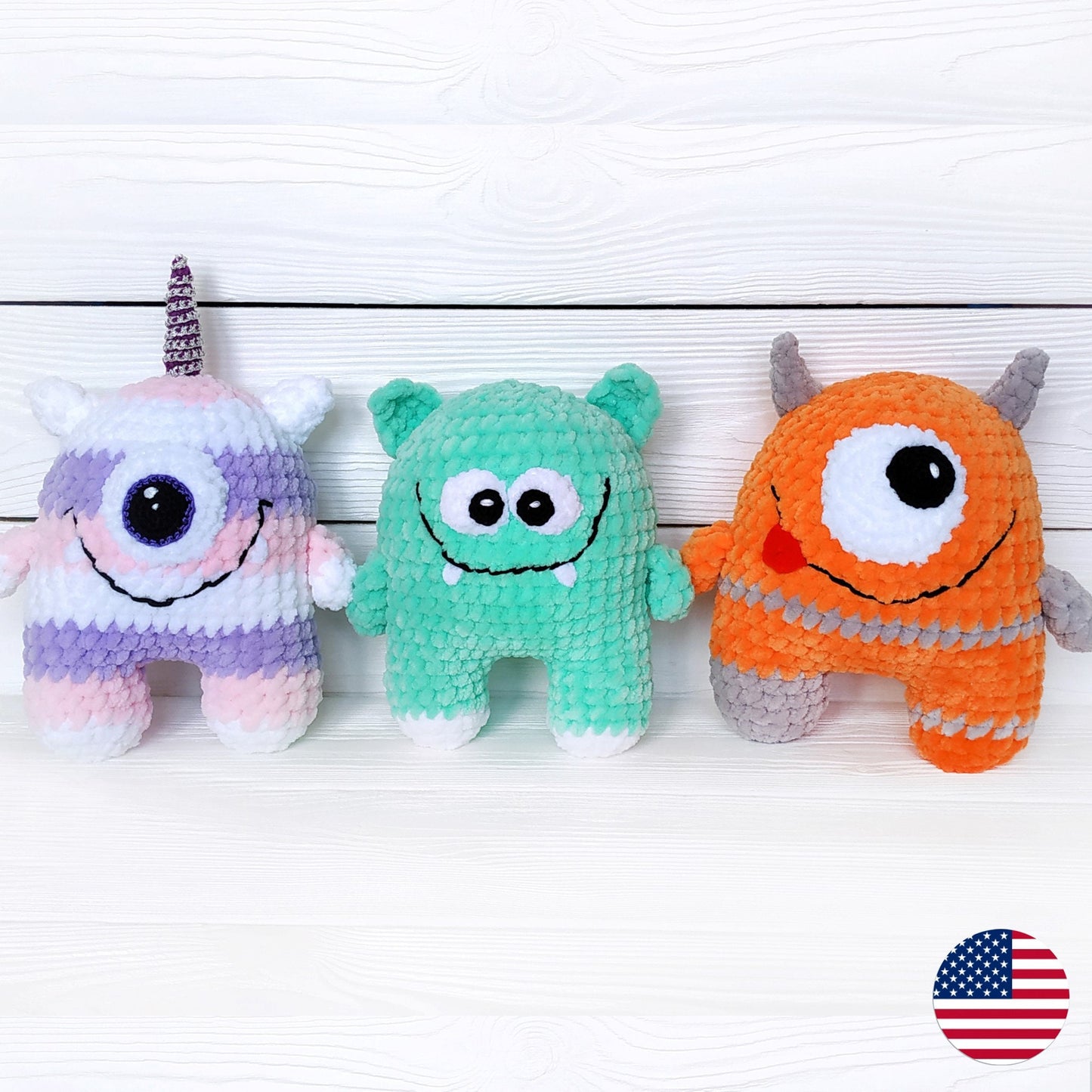 Cute Monsters Crochet Pattern, 3 styles