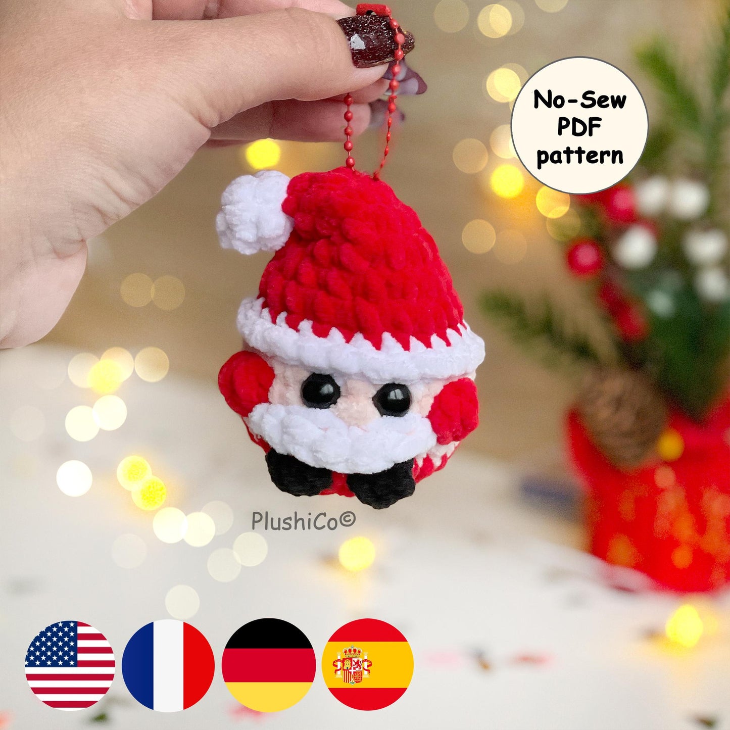 Santa Keychain Crochet Pattern - No Sew