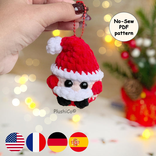 Santa Keychain Crochet Pattern - No Sew
