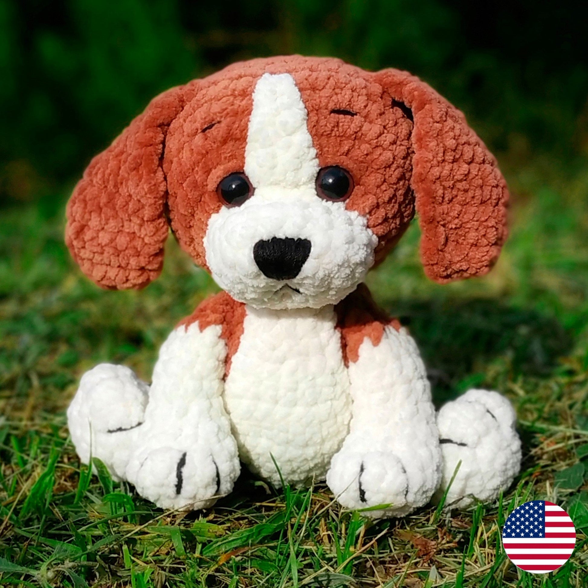Beagle Dog CROCHET PATTERN, Cute Plush Puppy Amigurumi Toy, Stuffed Animal Pattern, Beginner-Friendly, Instant Download, Chunky Yarn Pattern
