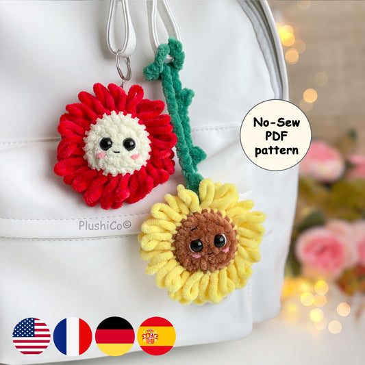Flower Keychain Crochet Pattern - NO SEW