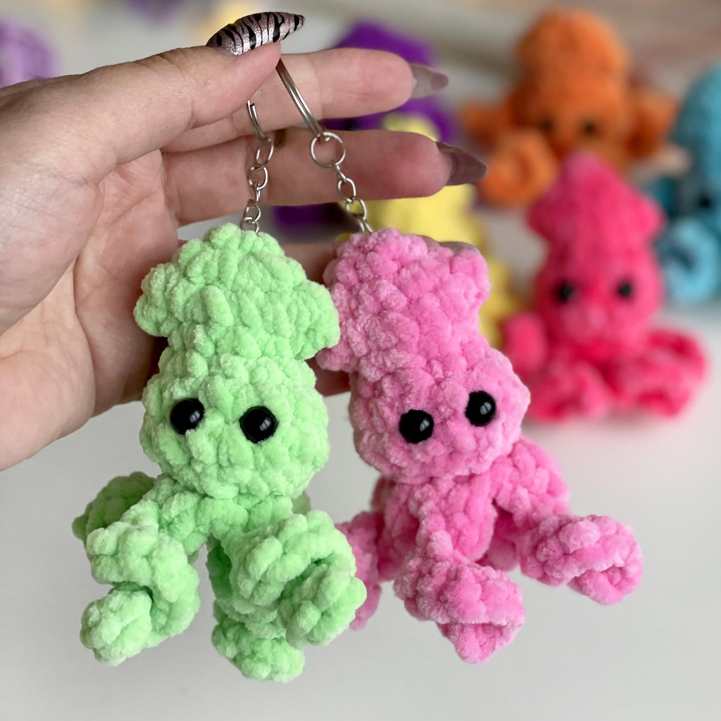 Squid Keychain Crochet Pattern - NO SEW