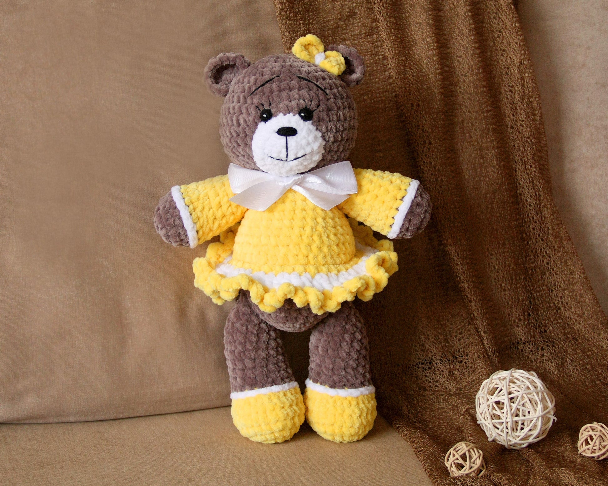 Crochet Bear PATTERN, Amigurumi Animals Plushie, Cute Baby Girl Toy
