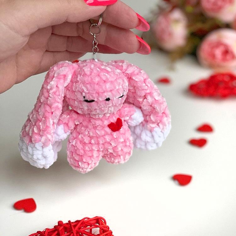 Bunny CROCHET PATTERN, Easter Rabbit, No Sew Amigurumi Plushies, Cute Toy with Floppy Huge Ears, Easy PDF Tutorial, Cuddle Rabbit with heart
