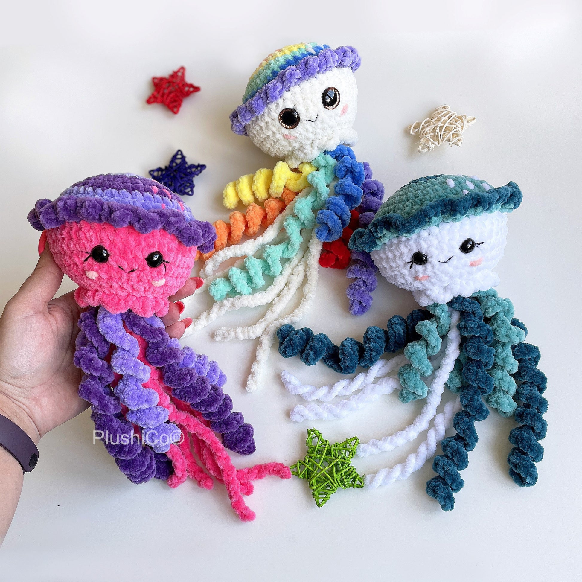 Jellyfish No SEW CROCHET 2in1 PATTERNS, Amigurumi Mom & Baby Toys, Crochet Under the sea Animals, Cute Plushie, Easy Pdf Beginner Tutorial