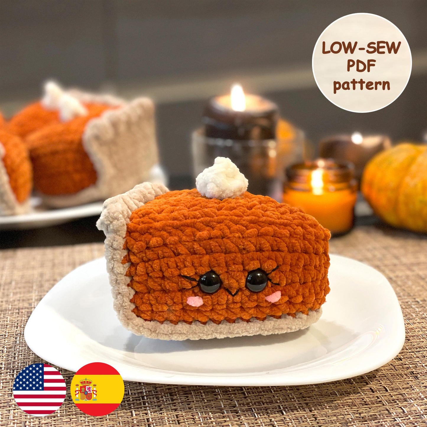 Pumpkin pie slice CROCHET PATTERN - Low Sew