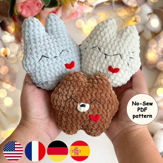 Bunny, Bear, Cat Crochet Patterns 3-in-1 - No Sew