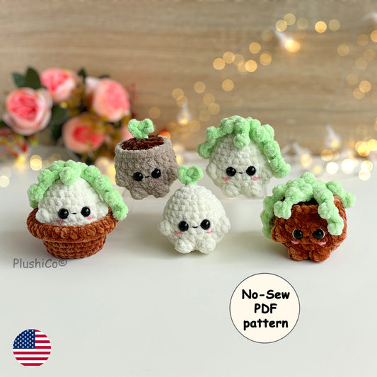 Mini Plants Crochet Pattern Bundle - No Sew