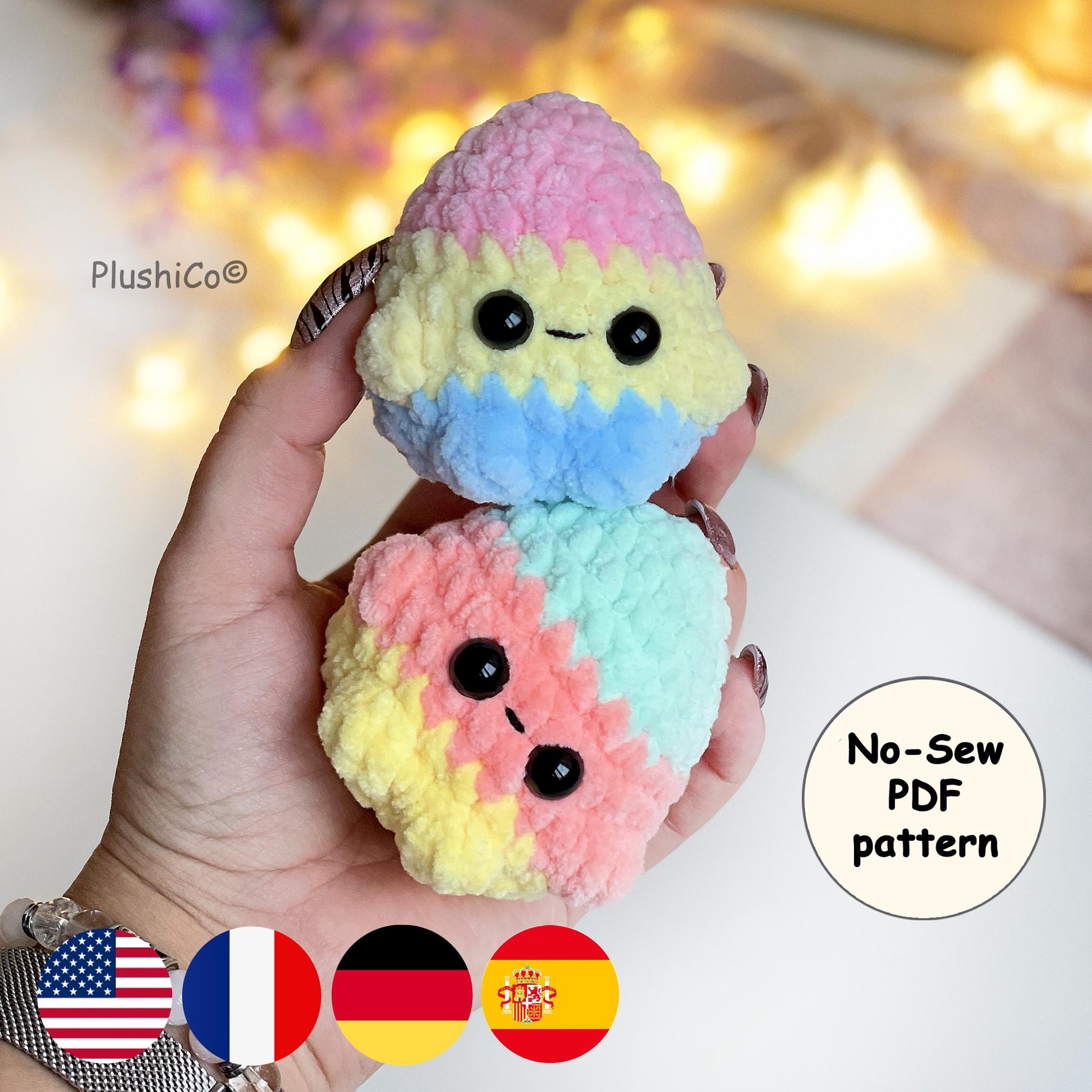 Easter Eggs Crochet PATTERN, No Sew Amigurumi Plushie, Spring Market Toy, Reusable Easter Eggs, Emotional support friend, Pocket desk buddy