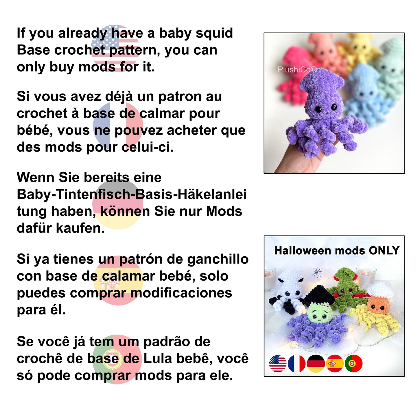 Squid Frankenstain CROCHET PATTERN - No Sew