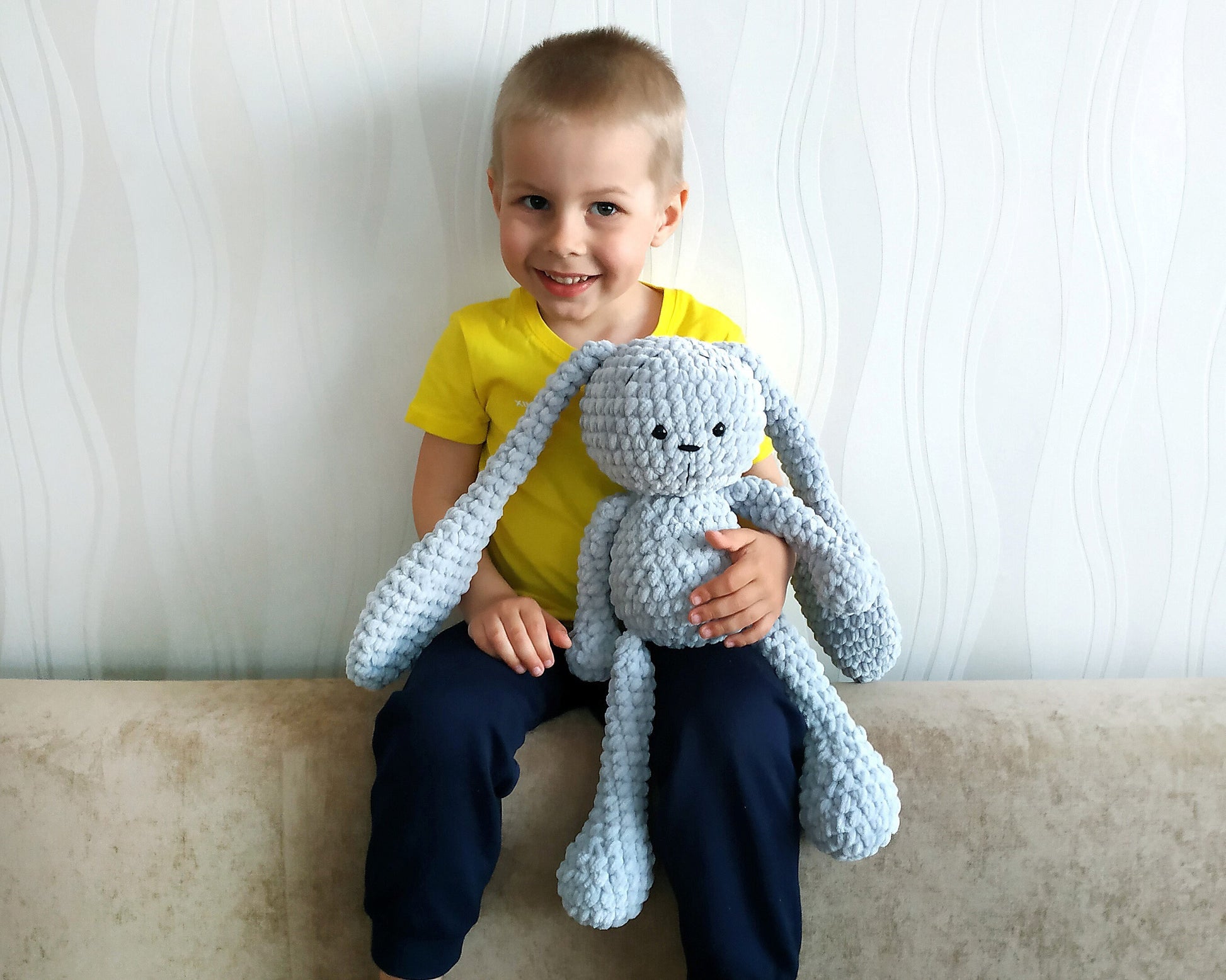 Bunny CROCHET PATTERN, Large Easter Rabbit, Chunky Plush Amigurumi Giant Baby Toy, Easy PDF Tutorial, Beginner-Friendly Huge Bunny Pattern
