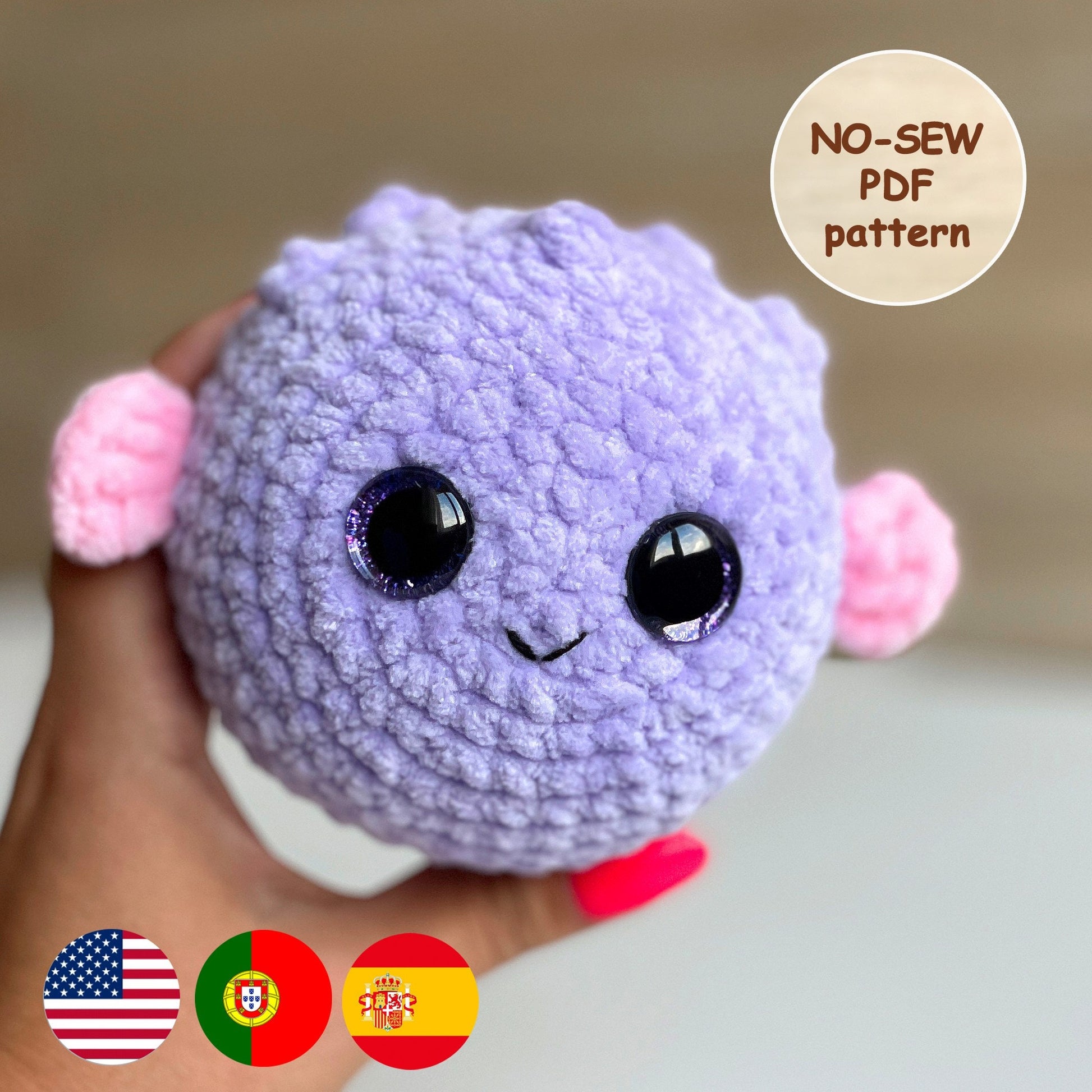 Fish Crochet PATTERN, No-Sew Puffer Fish Amigurumi Plushie, Cute Sea Creature, Plush Baby Toy, Kawaii Blowfish, Easy Beginner-Friendly PDF