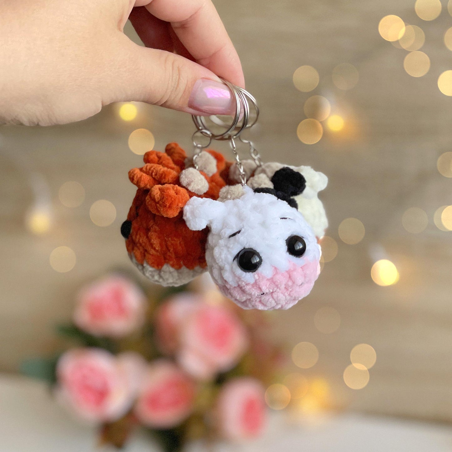 Cow Keychain Crochet Pattern, No Sew