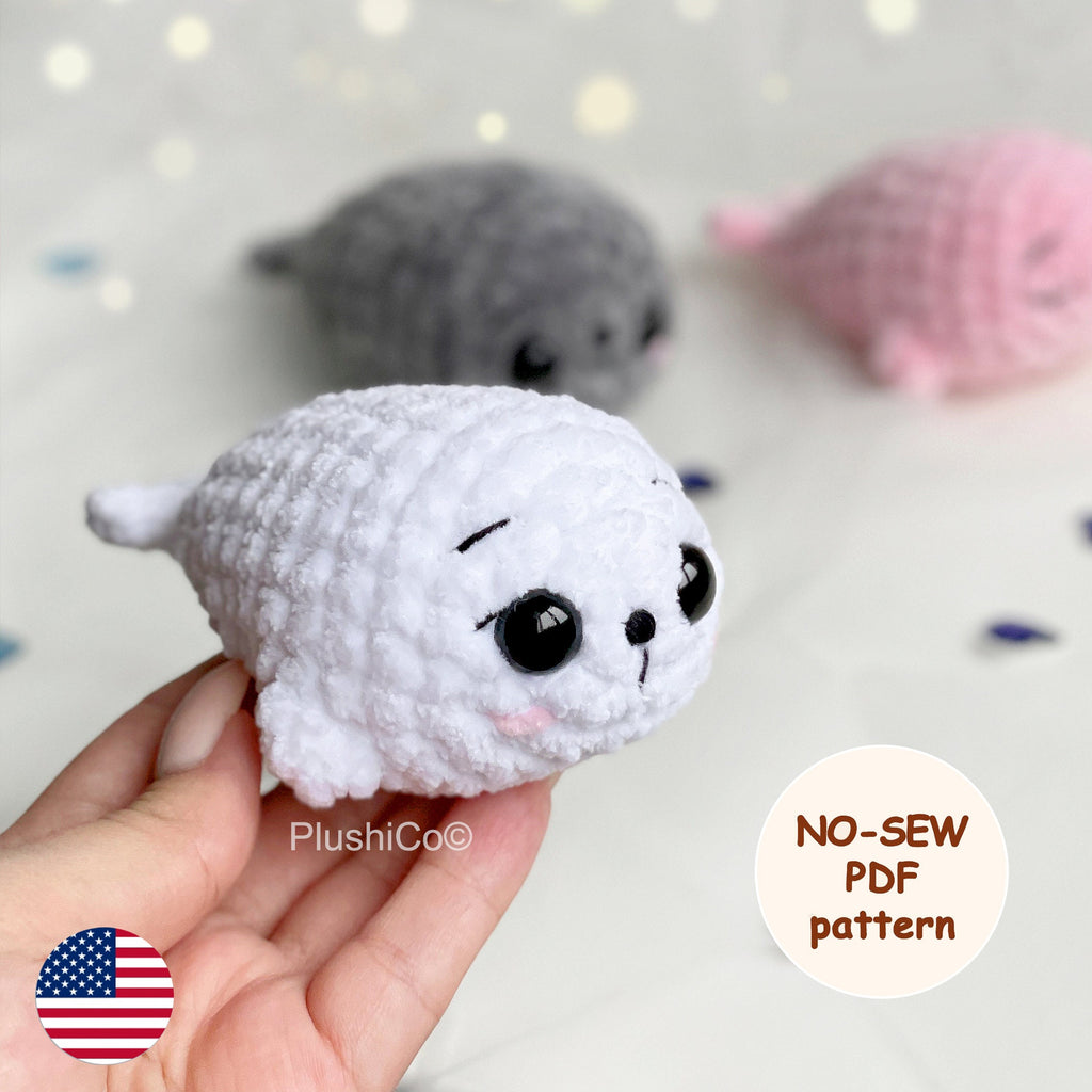 Baby Seal CROCHET PATTERN No Sew, Kawaii Amigurumi Manatee, Easy Sea Animal Toy, Beginner-Friendly PDF Tutorial, Cute diy Gift
