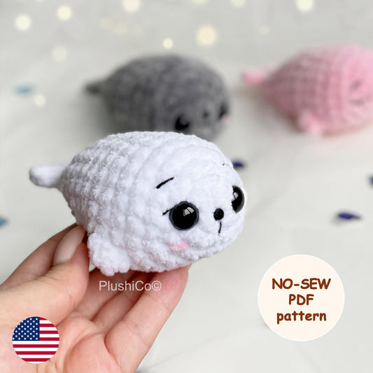 Baby Seal CROCHET PATTERN No Sew, Kawaii Amigurumi Manatee, Easy Sea Animal Toy, Beginner-Friendly PDF Tutorial, Cute diy Gift