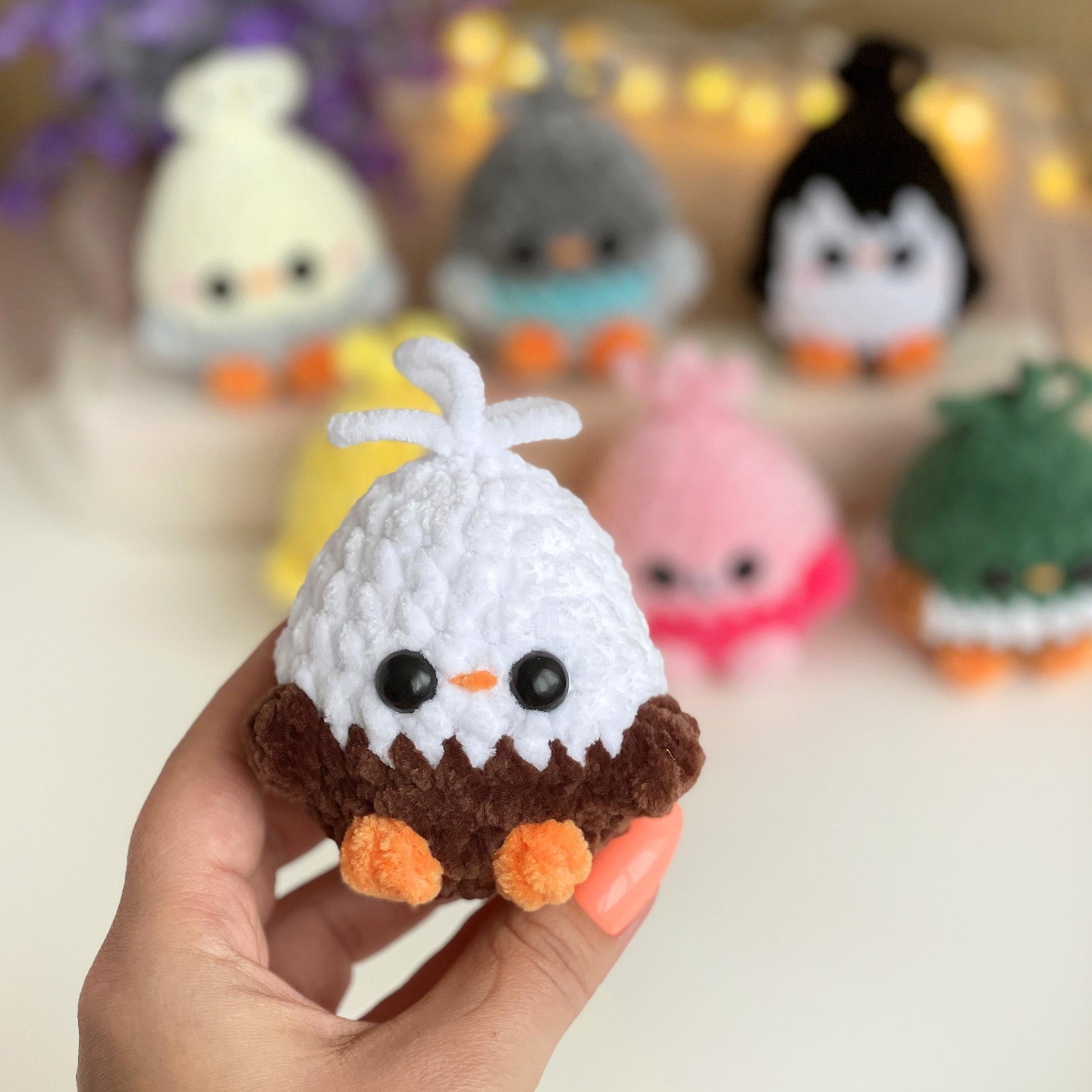 Bird CROCHET PATTERN bundle, Low Sew Amigurumi Spring mini Plushies: Chicken, Mallard Duck, Flamingo, Eagle, Budgie/Parrot, Penguin, Pigeon