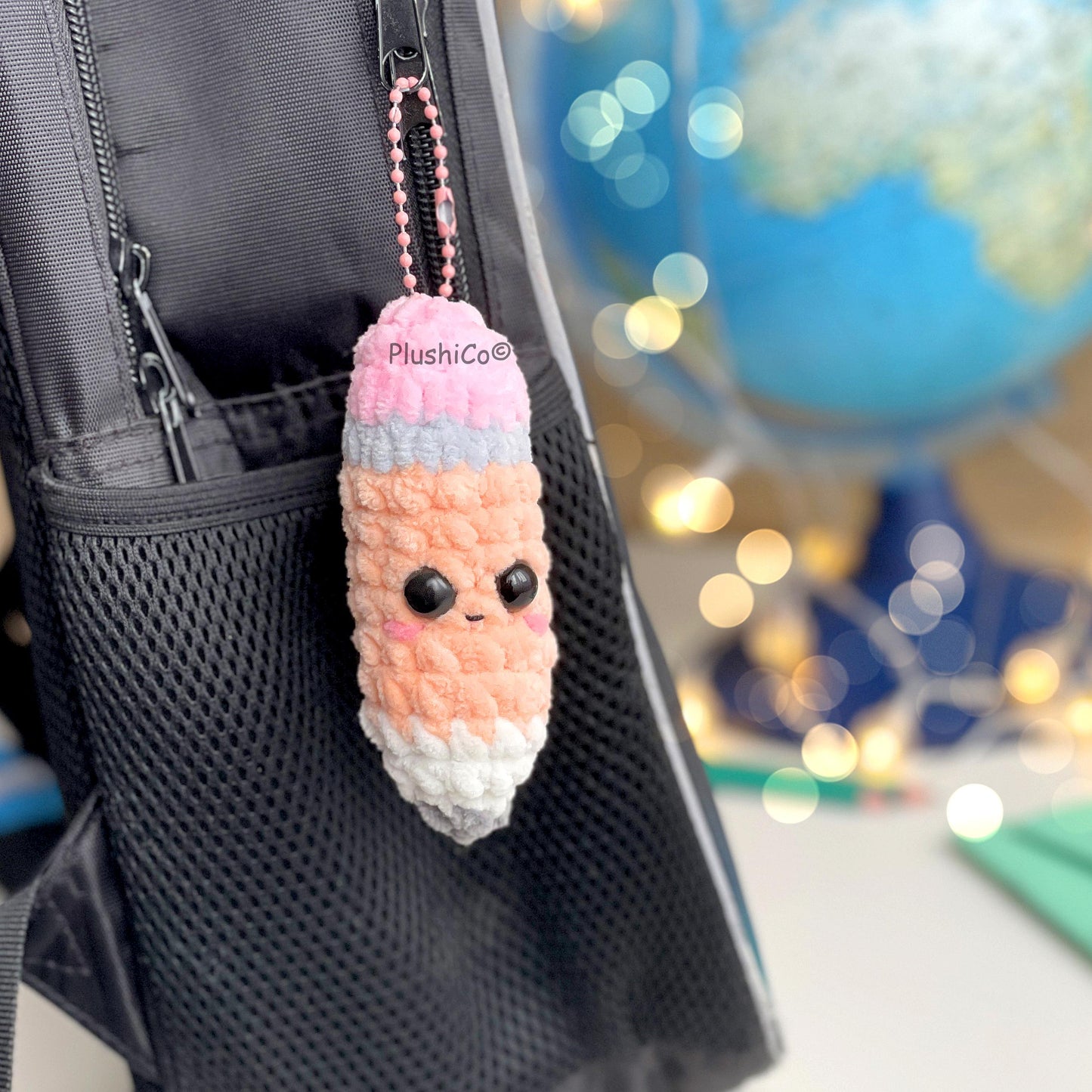 Pencil Crochet Pattern Keychain - No Sew