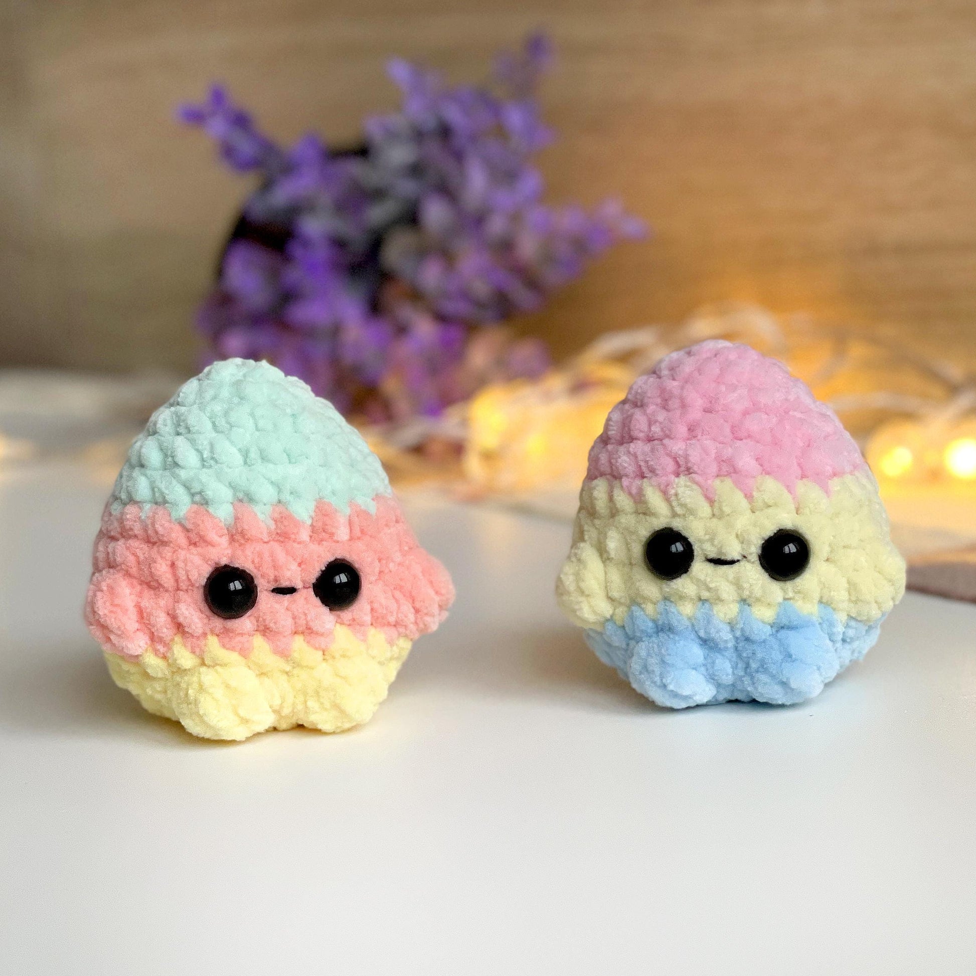 Easter Eggs Crochet PATTERN, No Sew Amigurumi Plushie, Spring Market Toy, Reusable Easter Eggs, Emotional support friend, Pocket desk buddy