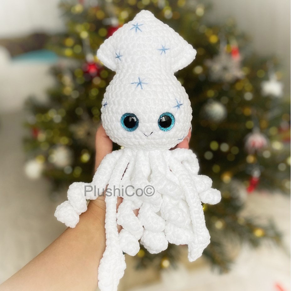 Squid CROCHET PATTERN, No SEW Amigurumi Octopus, plush Kawaii Animals, Plushie Baby Toy, Easy Pdf Tutorial for Beginners