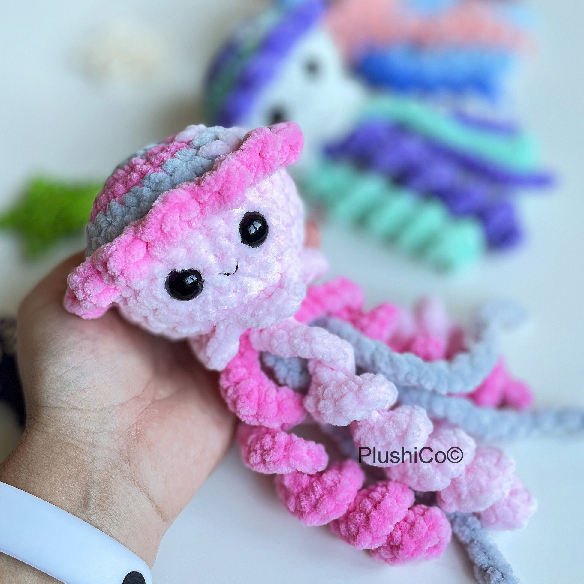 Jellyfish CROCHET PATTERN, No SEW Amigurumi Sea Creature, Snuggler Plushie, Plush Kawaii Stuffed Lovey Toy, Easy Pdf Tutorial for Beginners