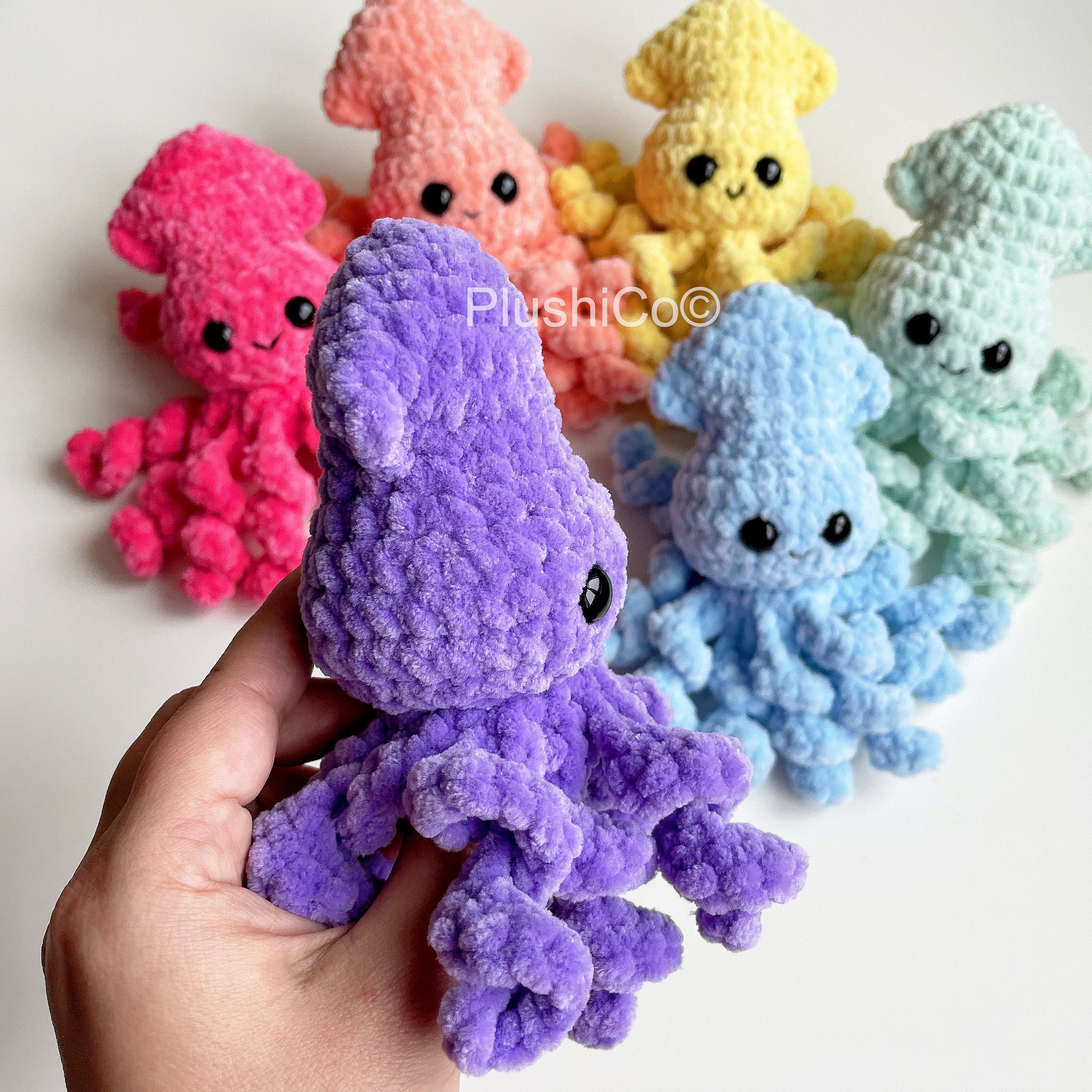 Baby Squid & Jellyfish No Sew CROCHET PATTERNS, Amigurumi Octopus plushie, Kawaii Crochet Animal Plush Toys, Easy Beginner PDF Tutorial