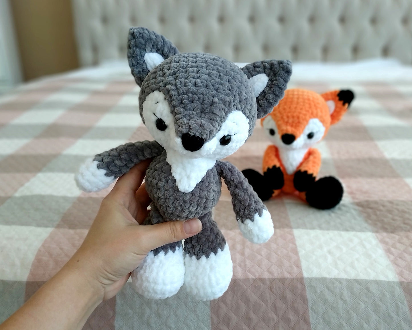 Wolf & Fox CROCHET PATTERNS, Amigurumi Woodland Animals PDF, Cute Plushies, Stuffed Baby Toy Tutorial, Chunky Plush Yarn Nursery Decor